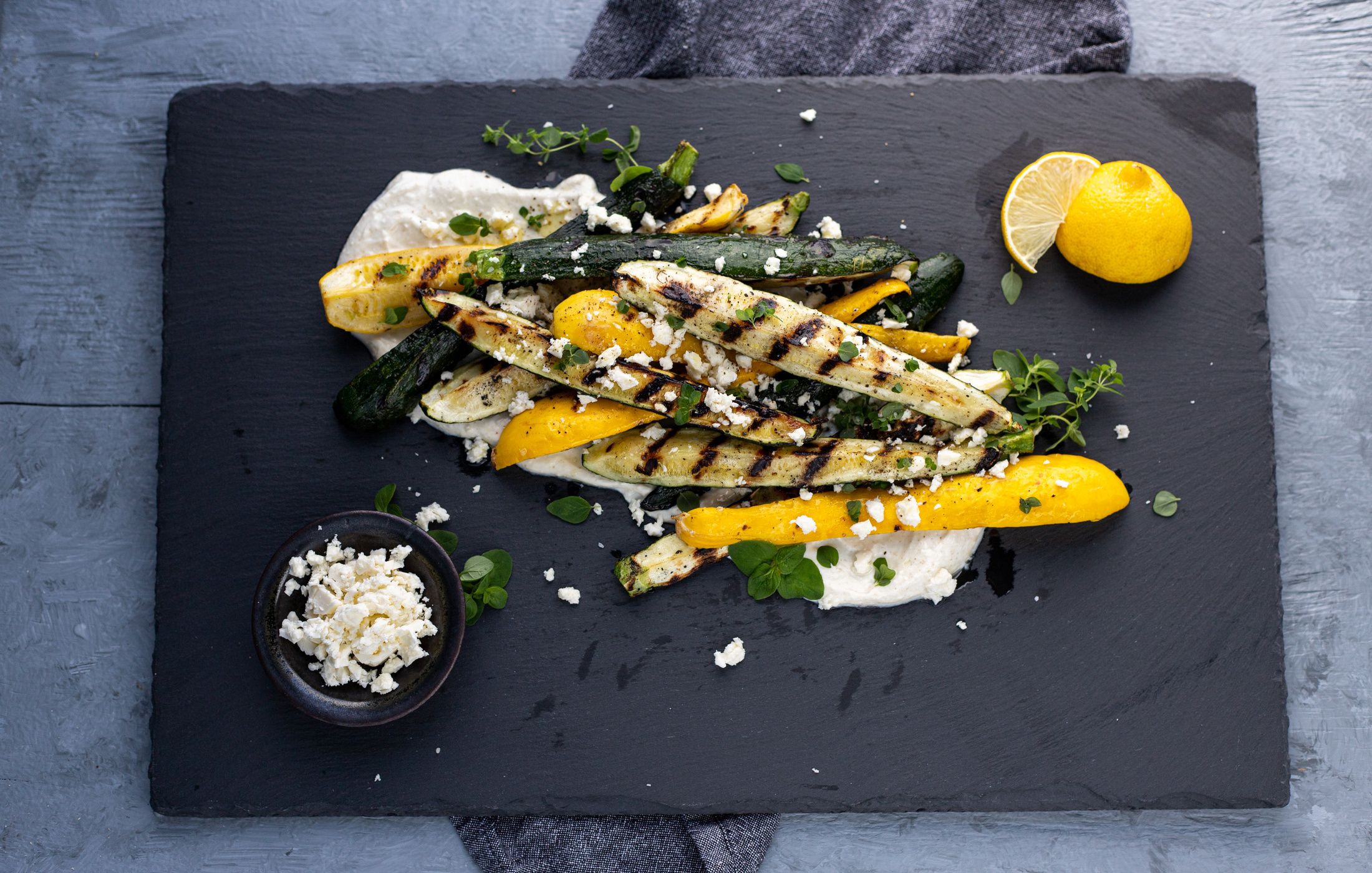 Mediterranean Grilled Zucchini with Cumin Spiced Yogurt 